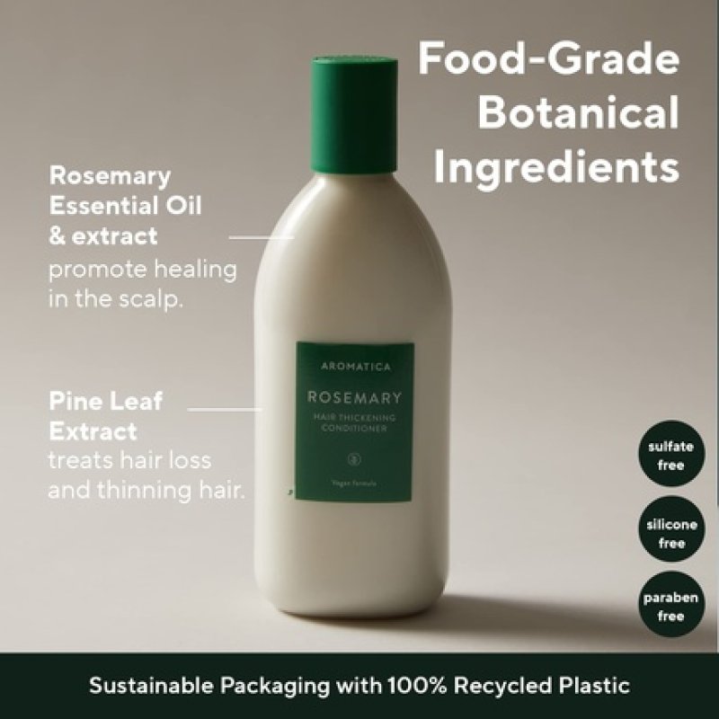 AROMATICA Rosemary Hair Thickening Conditioner 13.53oz 400ml - Vegan Growth Promoting Volumizing and Cleansing for Men