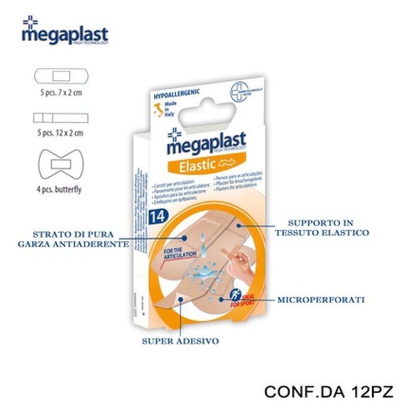 Megaplast Elastic Ml 14 Hand Plasters 3 Cotton Pack Of 14 12 Pieces