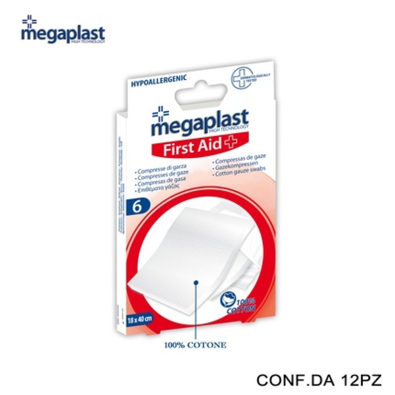 Megaplast First Aid 6 Compresses 18x40cm Sterile Pack Of 6 12 Pieces