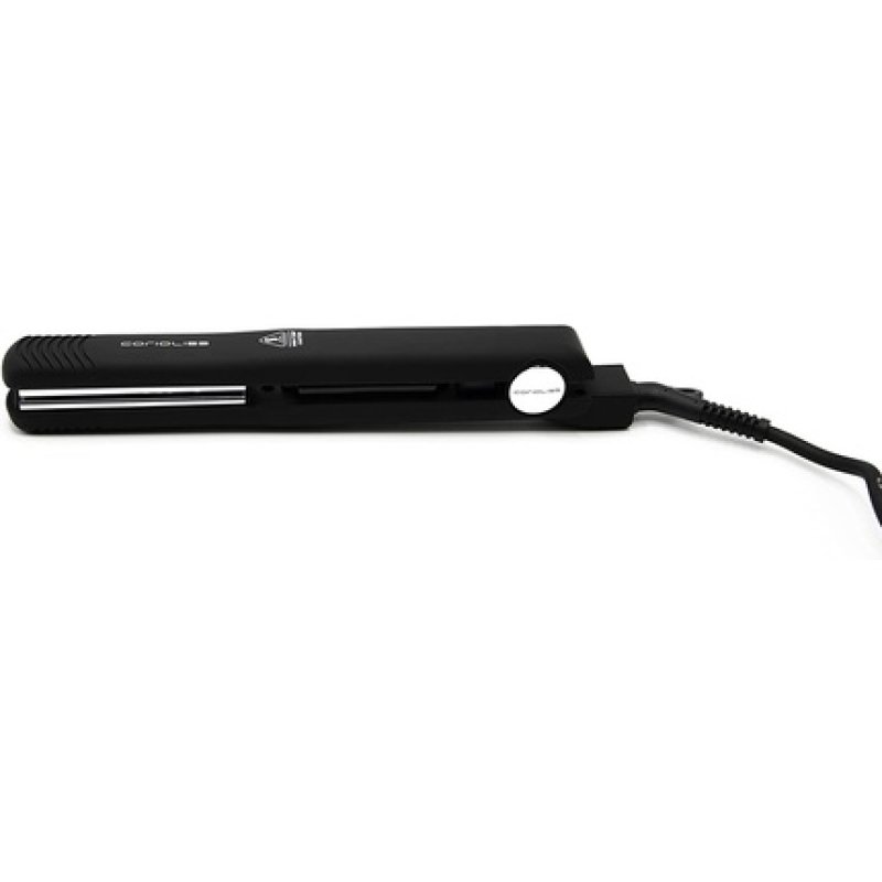 Corioliss C-Style Hair Straightener for Women with Titanium Plates and Temperature Control Black Soft Touch