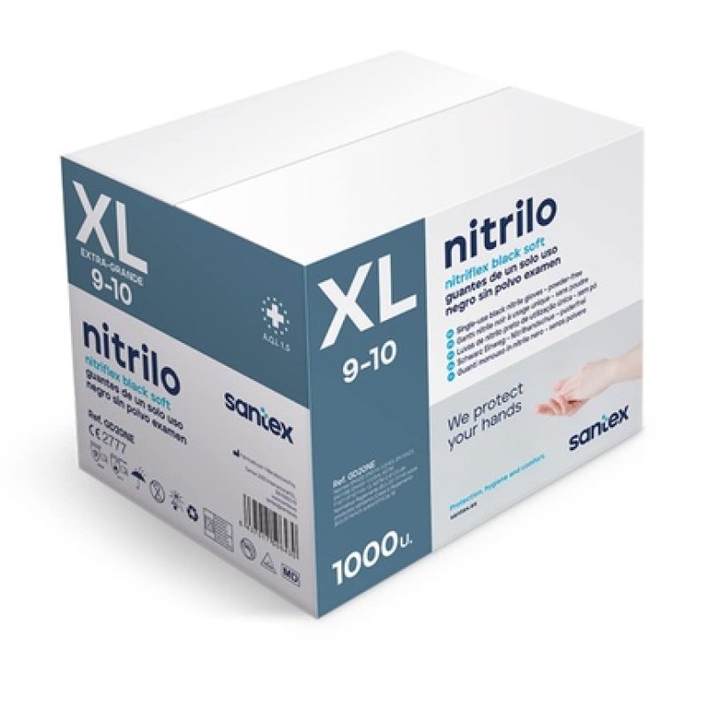 SANTEX Black Nitrile Gloves XL