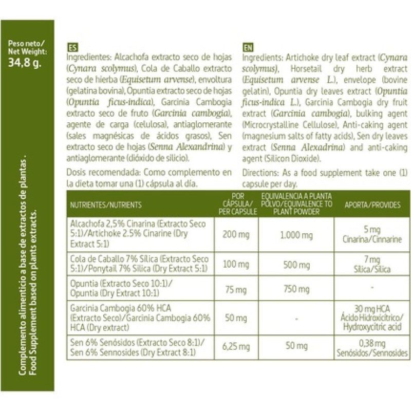 Artichoke Complex 2300mg 60 Capsules with Horsetail, Opuntia, Garcinia