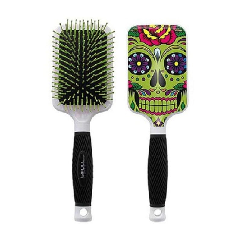 Bifull Skull Green Hairbrush