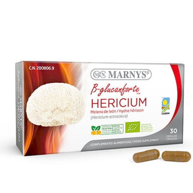Marnys Hericium Bio Melena from Lions, Medium White, Master, Defense, 30 Plant Capsules 35g