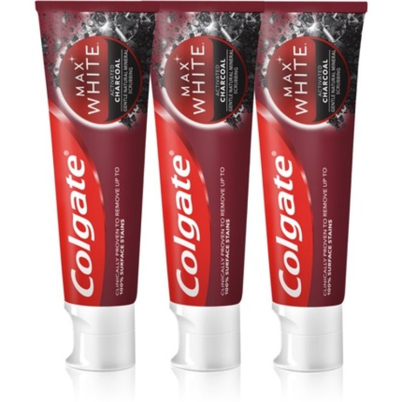 Max White Charcoal Trio Whitening Toothpaste 3 x 75 ml