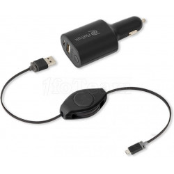 Chargeur Allume Cigare USB Retrak compatible avec batterie intégrée (cable Micro USB rétractable)