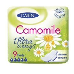 Carin Antiseptic Ultra Wings Ultra Thin Sanitary Pads With Wings Chamomile - 9 Pieces