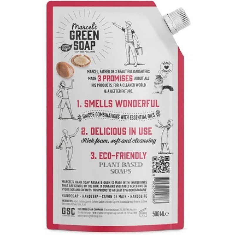 Marcel's Green Soap Hand Soap Refill Argan & Oudh 500ml