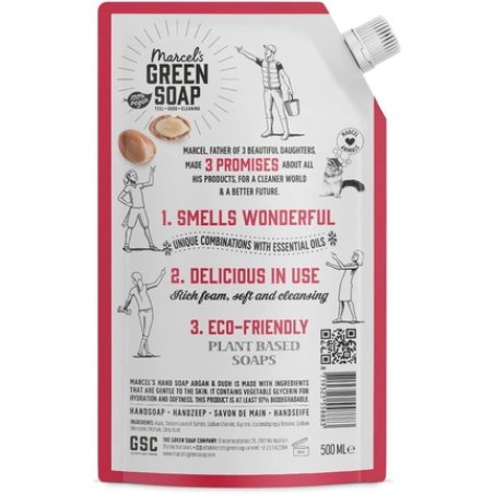Marcel's Green Soap Hand Soap Refill Argan & Oudh 500ml