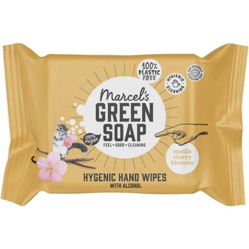Marcel's Green Soap Hygienic Wet Wipes for Hands Vanilla & Cherry Blossom Plant Based