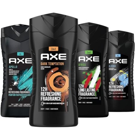 Axee Men's Body Wash Variety Set Assorted Scents 3-in-1 Body Face
