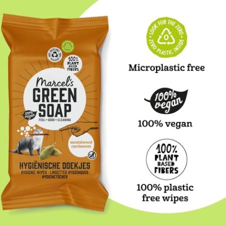 Marcel's Green Soap Hygienic Moist Cleaning Wipes Sandalwood & Cardamom