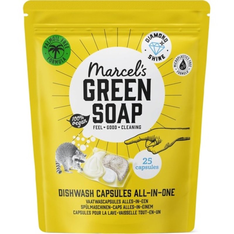 Marcel's Green Soap Dishwasher Capsules All-in-one Natural 25 Capsules