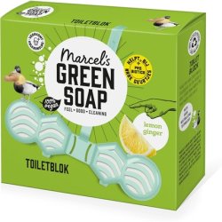Marcel's Green Soap Toilet Block Ginger & Lemon Fragrant Toilet Freshener with Probiotics 35g