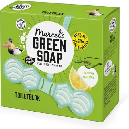 Marcel's Green Soap Toilet Block Ginger & Lemon Fragrant Toilet Freshener with Probiotics 35g