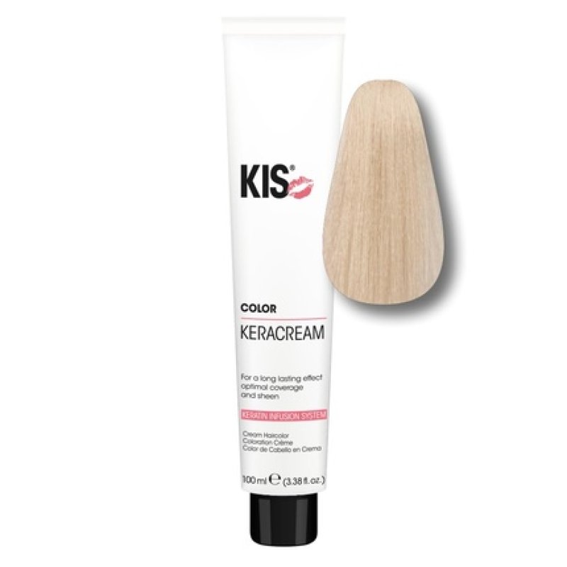KIS KeraCream Color Permanent Hair Color Cream 100ml 12FB High Coverage Intensive Hair Color Keratin Infusion - Animal