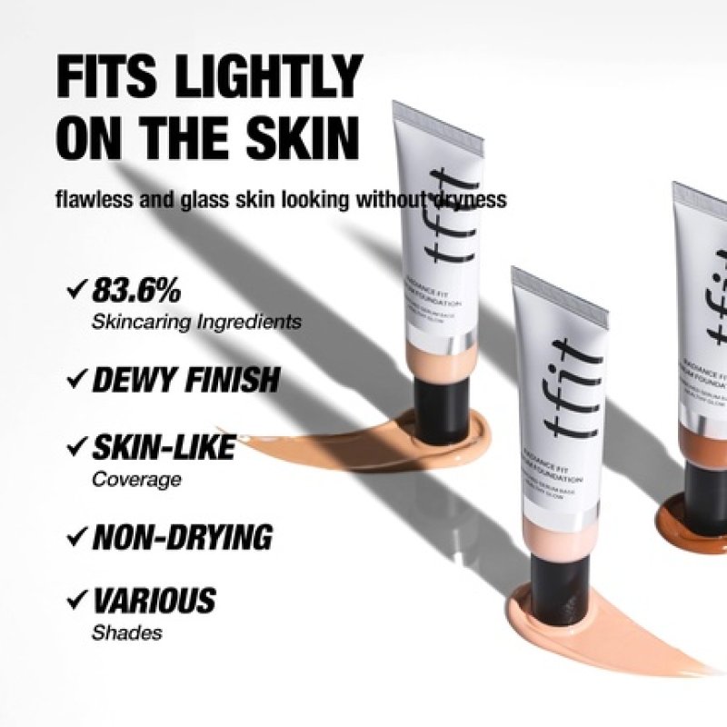 Tfit Radiance Fit Serum Foundation Flawless Coverage Dewy Finish
