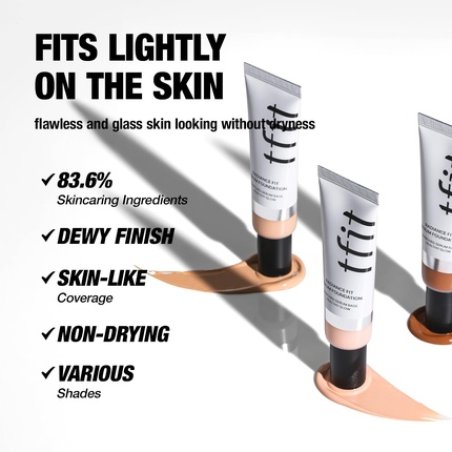 Tfit Radiance Fit Serum Foundation Flawless Coverage Dewy Finish