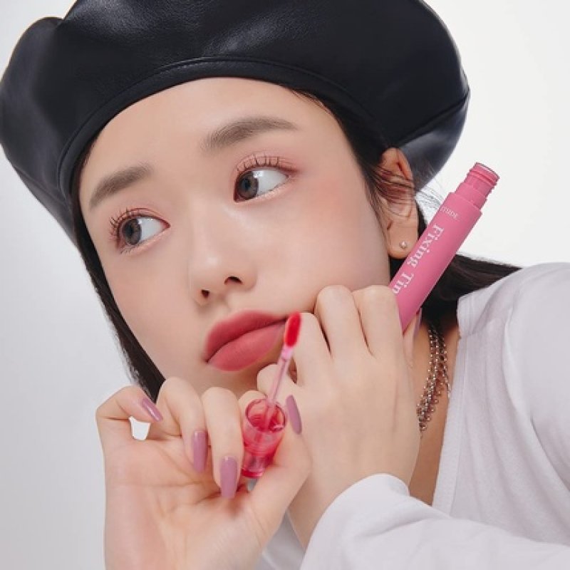 ETUDE Fixing Tint 10 Smoky Cherry Long Lasting High Pigmented Liquid Lipstick Waterproof Matte Finish Lip Stain Full