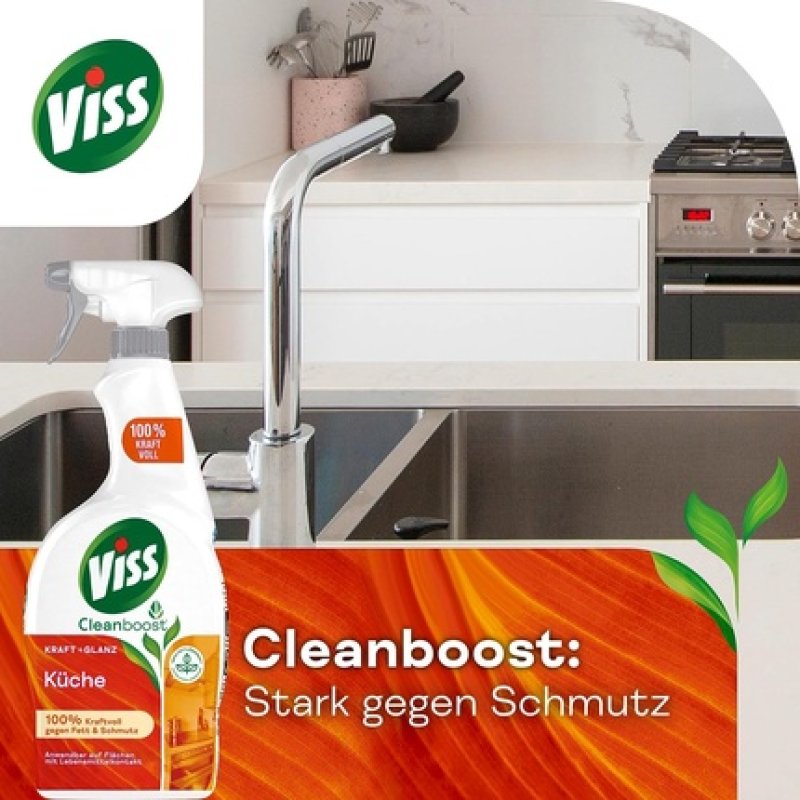 Viss Power Shine Cleaner Spray Kitchen Cleaning Agent and Grease Remover for Radiant Cleanliness with 100% Natural