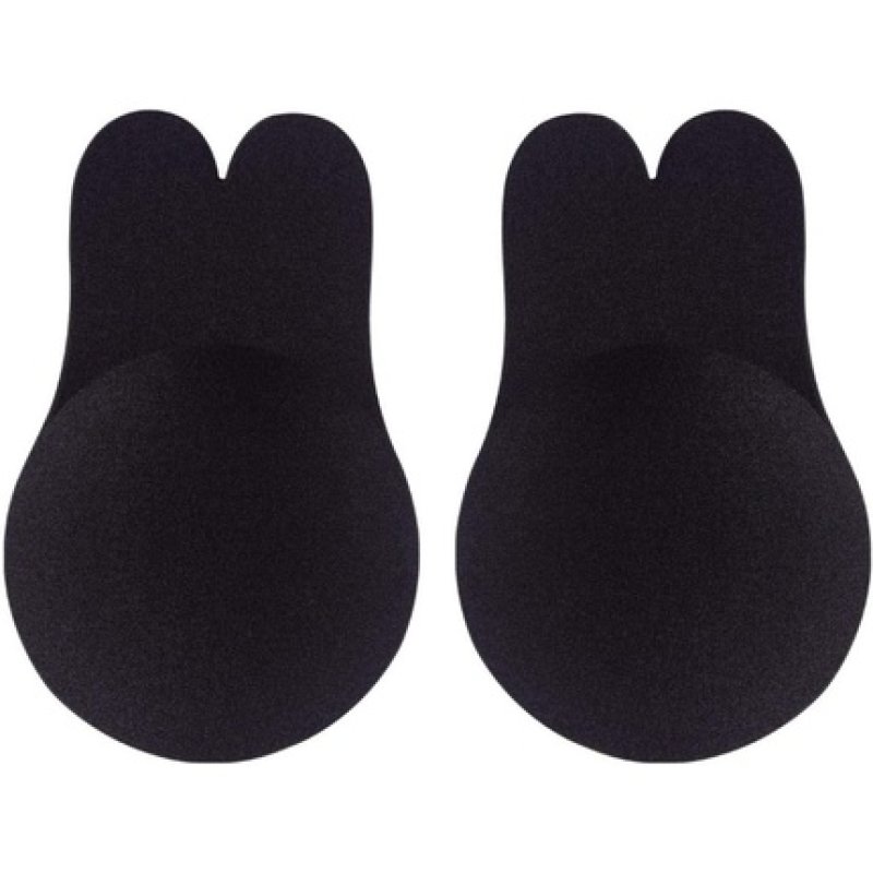 Bye Bra Fabric Pull-Up Bra Rabbit Shape Self-Adhesive Breast Lift Pasties Reusable Self-Adhesive Nipple Covers Black M
