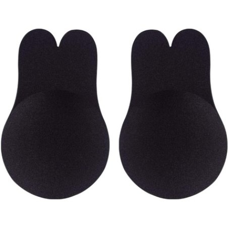 Bye Bra Fabric Pull-Up Bra Rabbit Shape Self-Adhesive Breast Lift Pasties Reusable Self-Adhesive Nipple Covers Black M