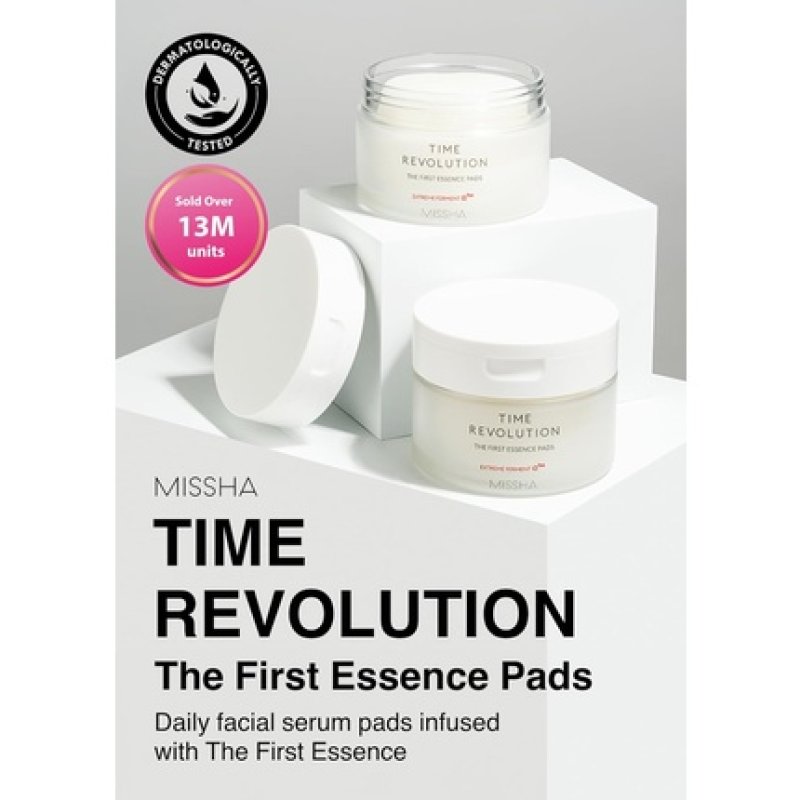 MISSHA Time Revolution The First Essence Toner Pads 75 Pads Exfoliating Enhanced with AHA Moisturizing Larger Size
