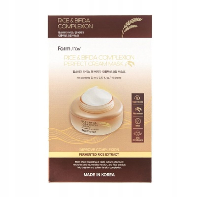 Farmstay Rice & Bifida Complexion Cream Mask - 10 Sheets Of 23ml Each