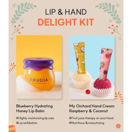 WELCOS FRUDIA Re:proust Honey Lip Balm and Hand Cream Gift Set Hello Winter Christmas Edition Blueberry Hydrating Honey