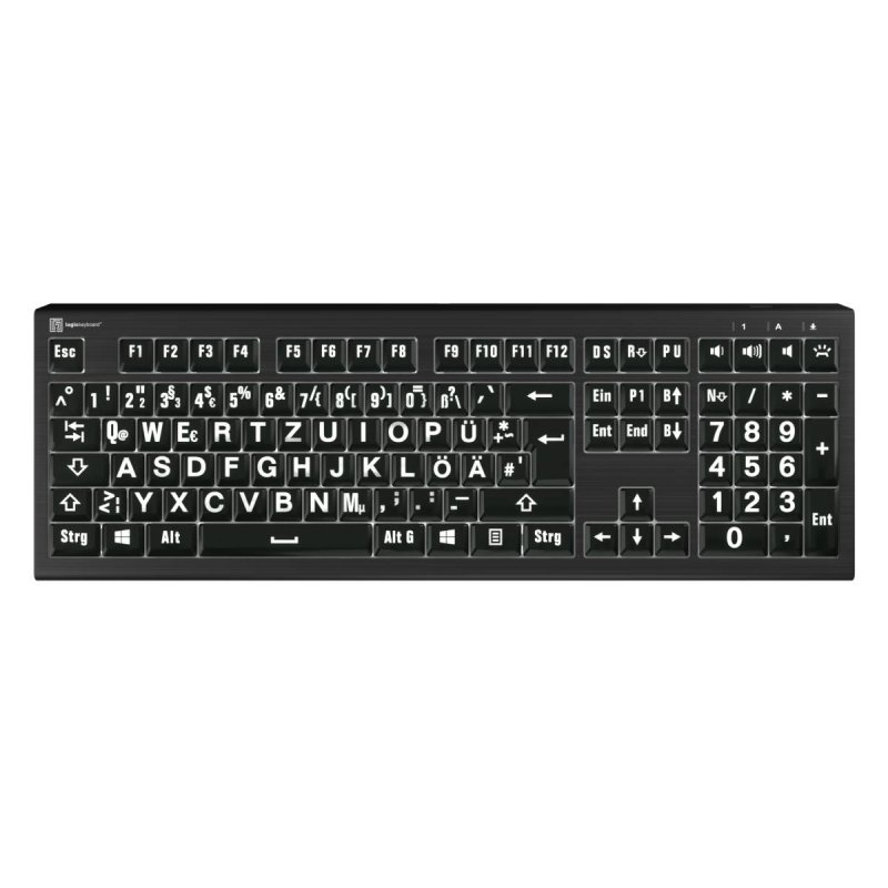 LogicKeyboard XL-Print Astra 2 White on Black DE (PC)