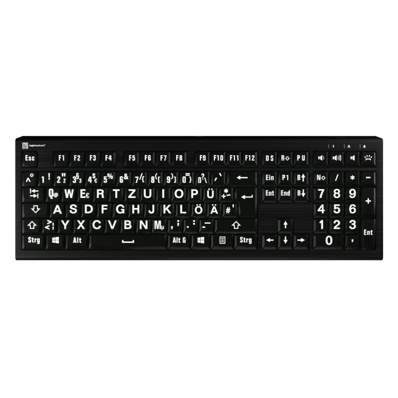 LogicKeyboard XL-Print Astra 2 White on Black DE (PC)