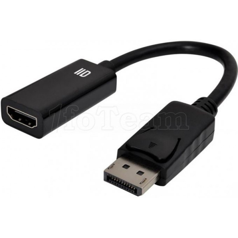 Câble adaptateur D2 Diffusion compatible DisplayPort mâle 1.3 vers HDMI femelle (Type A) 15cm (Noir)