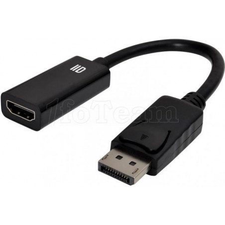 Câble adaptateur D2 Diffusion compatible DisplayPort mâle 1.3 vers HDMI femelle (Type A) 15cm (Noir)