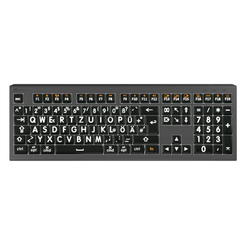 LogicKeyboard XL-Print Astra 2 White on Black DE (Mac)