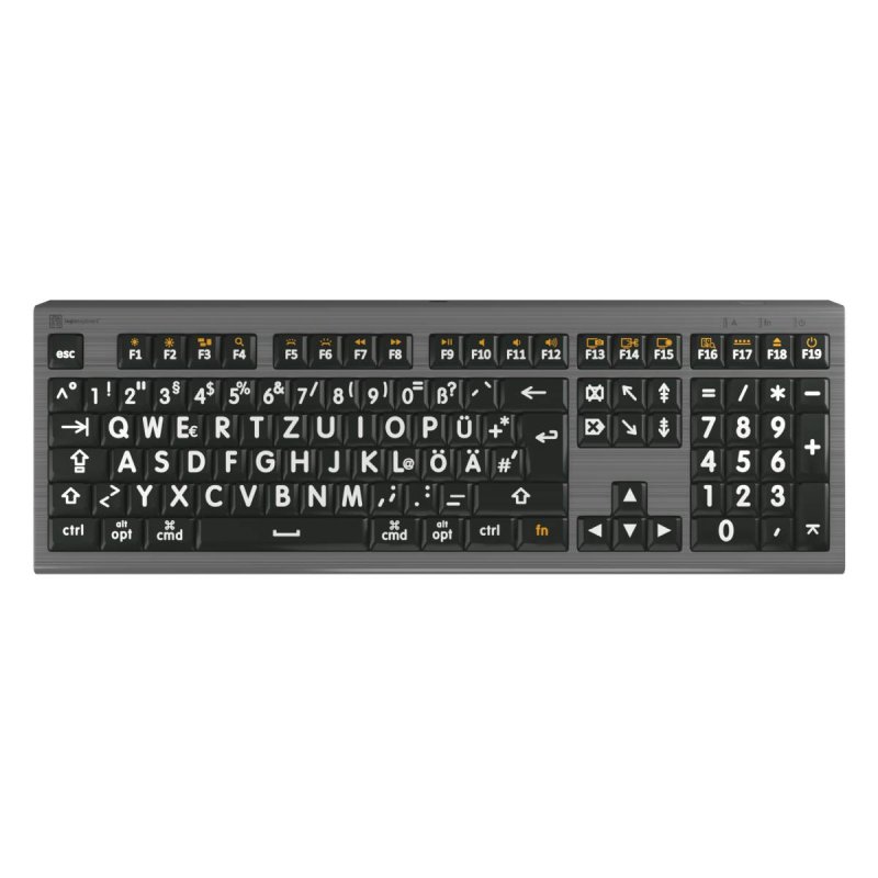 LogicKeyboard XL-Print Astra 2 White on Black DE (Mac)