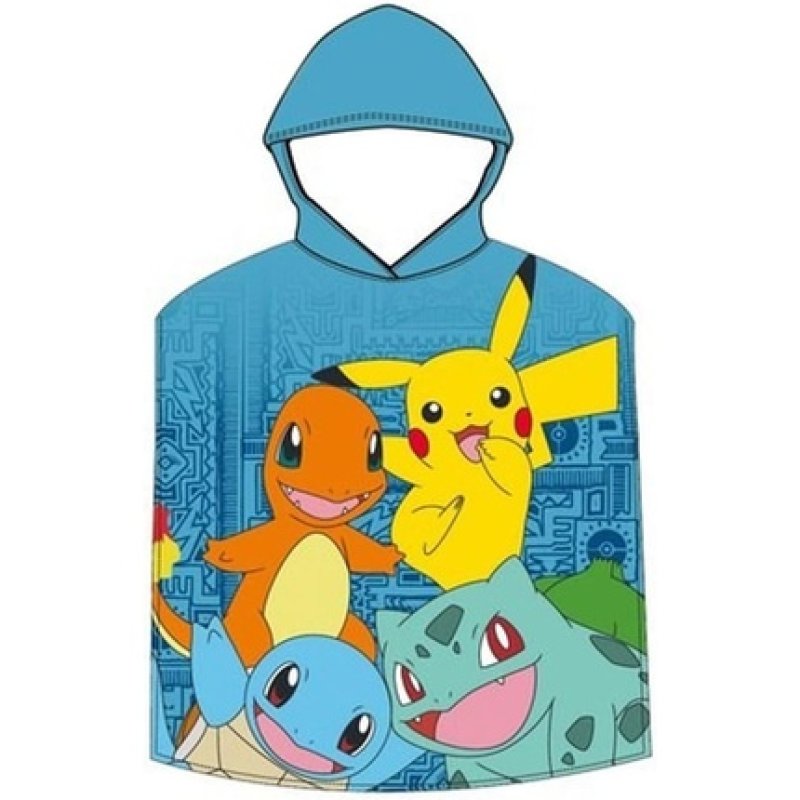 FACTORY CR 2023POK017 Unisex Kids' POKEMON Microfiber Poncho Pool Towel Children's Print 50x100 Multicolour