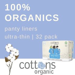Cottons Long Liners Ultra-Thin 32 Pack 100% Organic Cotton Hypo-Allergenic Breathable Unscented Panty Liners for Women