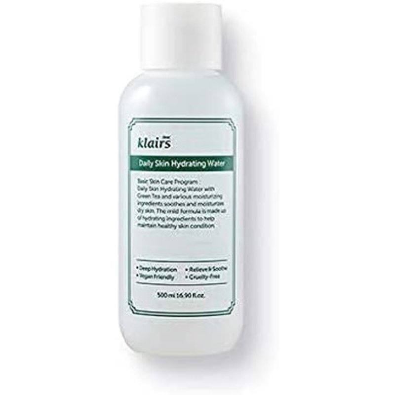 DearKlairs Daily Skin Hydrating Water Toner Jumbo 16.90 Fl Oz Skin Hydrating Green Tea Essence