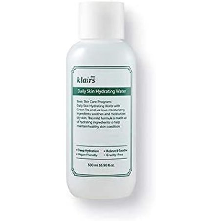 DearKlairs Daily Skin Hydrating Water Toner Jumbo 16.90 Fl Oz Skin Hydrating Green Tea Essence