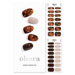ohora Semi Cured Gel Nail Strips N Brown Sugar - Works with Any UV Nail Lamps Salon-Quality Long Lasting Easy to Apply