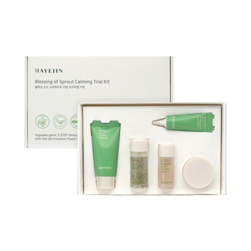 Hayejin Blessing of Sprout Calming Trial Kit Korean Skin Care Set with Cleanser