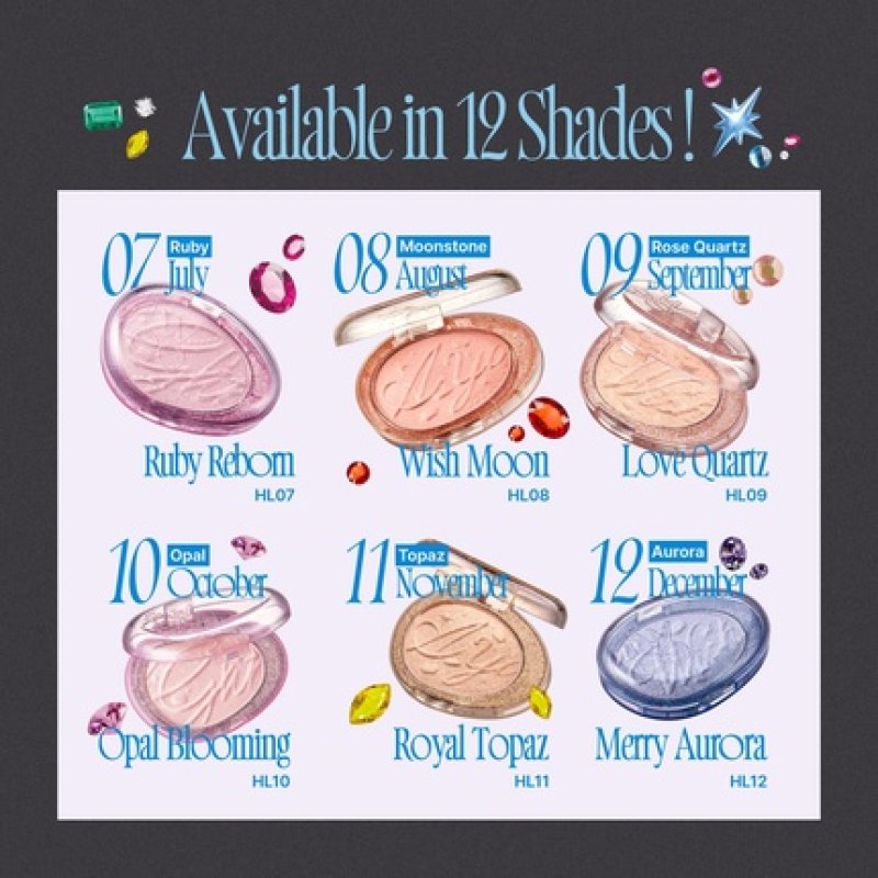 Glitz Stone Highlighter 12 Vibrant Photogenic Shades Long-Lasting Glow