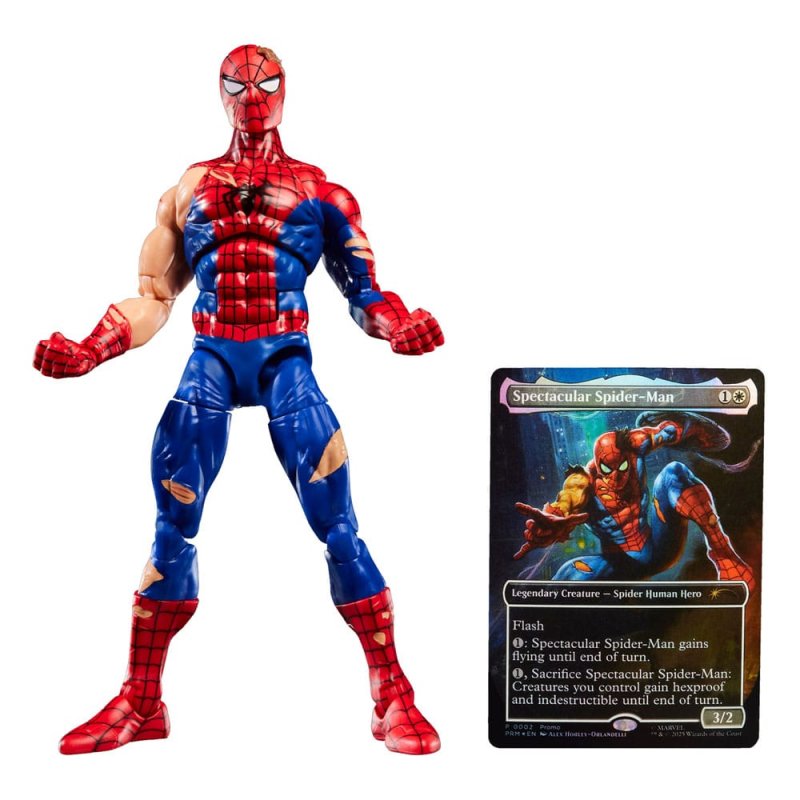 Marvel Legends Magic: The Gathering figurine Battle-Damaged Spider-Man (avec carte premium exclusive) 15 cm