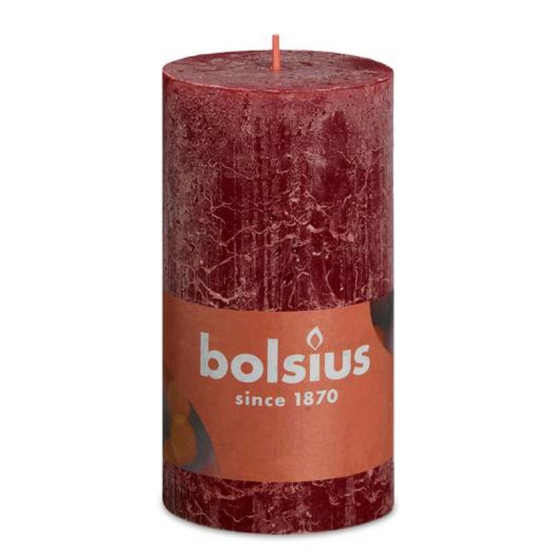 Bolsius Rustiko Shine bougie en cire Cylindre Rouge 1 pièce(s)