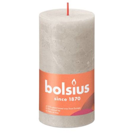 Bolsius Sandy Grey Rustic Shine Pillar Candle 13cm x 7cm