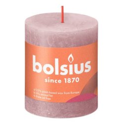 Bolsius Ash Rose Pillar Candle 68 Mm - Height 8 Cm - Grey/Pink - 35 Hours