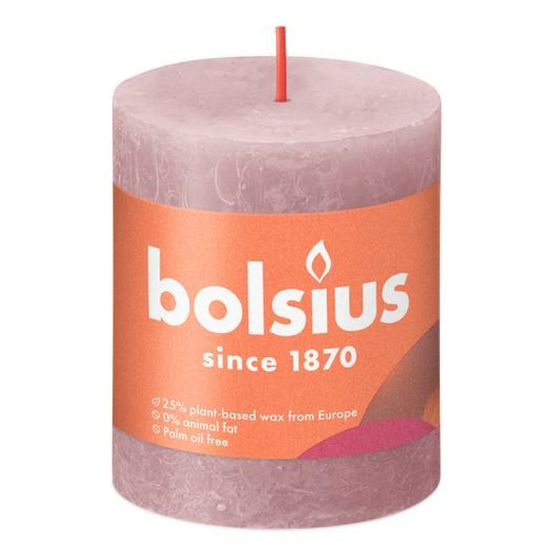 Bolsius Rustiko Shine bougie en cire Cylindre Rose 1 pièce(s)