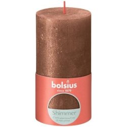 Rustic Pillar Candles Shimmering Copper