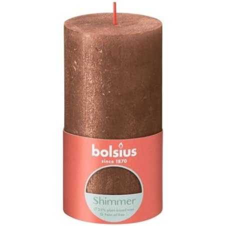 Rustic Pillar Candles Shimmering Copper