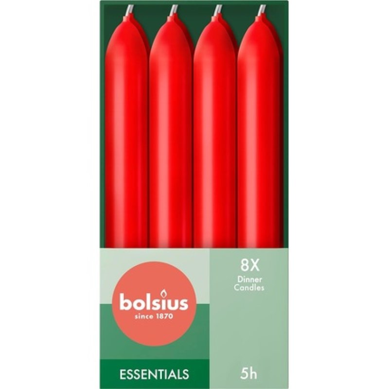 Bolsius Tapered Dinner Candles 17cm Red